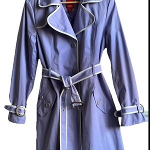 Vintage Y2K Medium ESPIRIT Lavender Lilac White Trim Cotton Blend Trench Coat